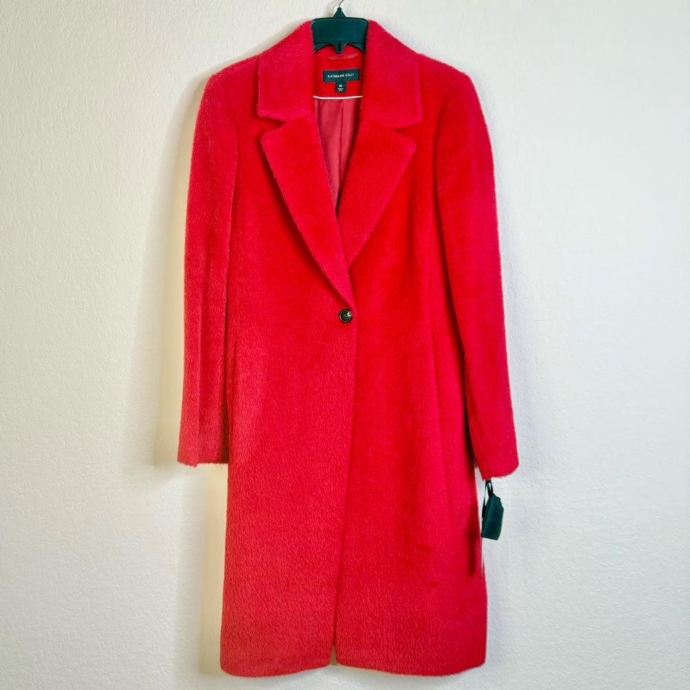 NWT Katherine Kelly Suri Alpaca & Wool Blend Coat Red Womens Size 12